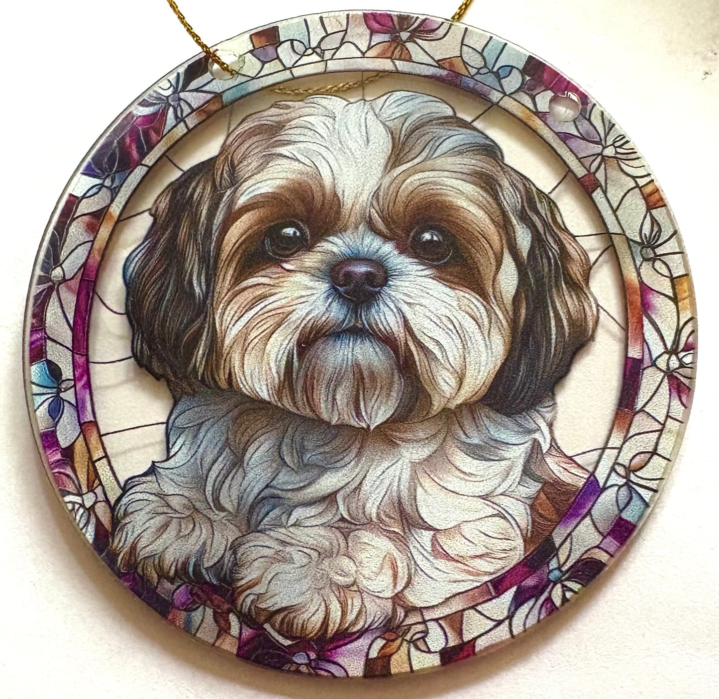 Dog -small suncatcher. Llasa Apso beige/white