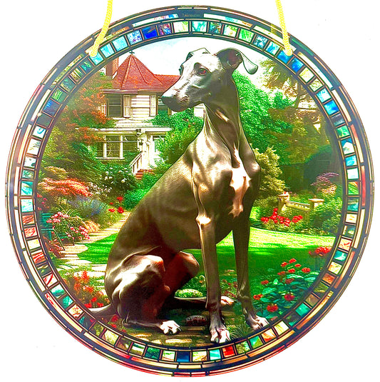 Dog Suncatcher - greyhound/ whippet . Grey
