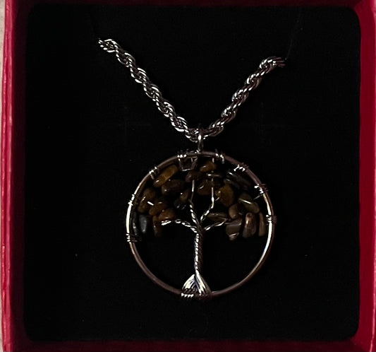 Tree of life tigers eye rope style jewellery necklace
