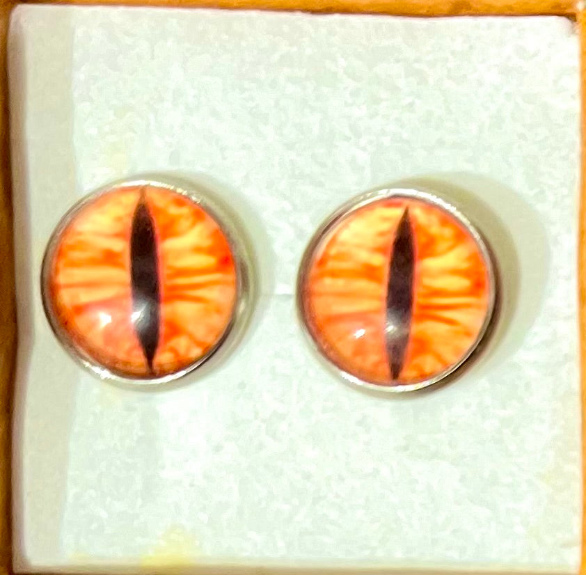 Earrings - Dragon eye orange studs