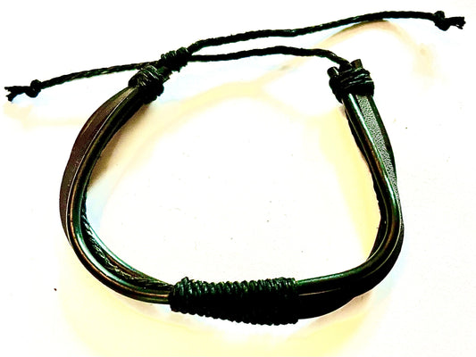 Bracelet - men’s/ women’s black/ brown leather with black string