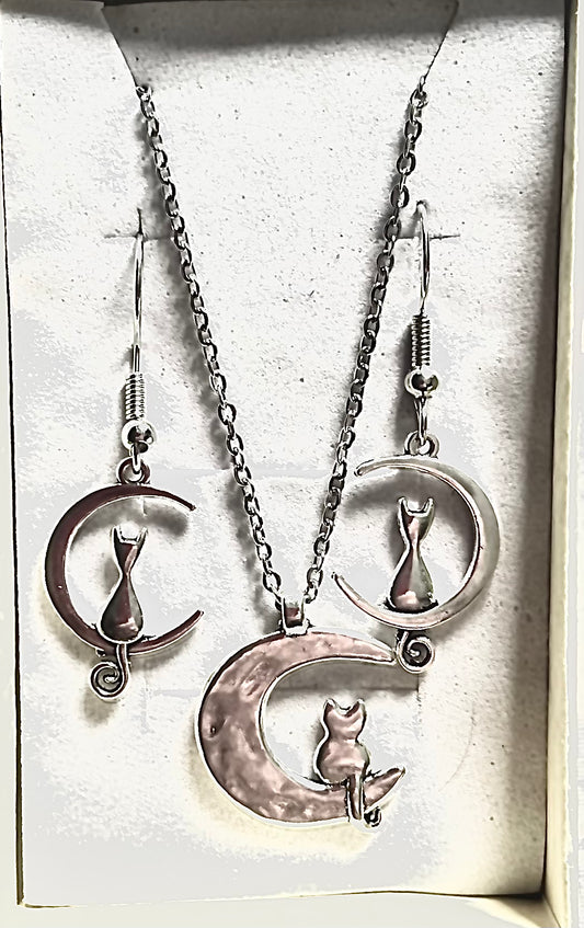 Cat 2pc moon jewellery gift set